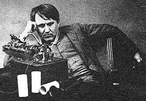 Edison listening to the phonograph